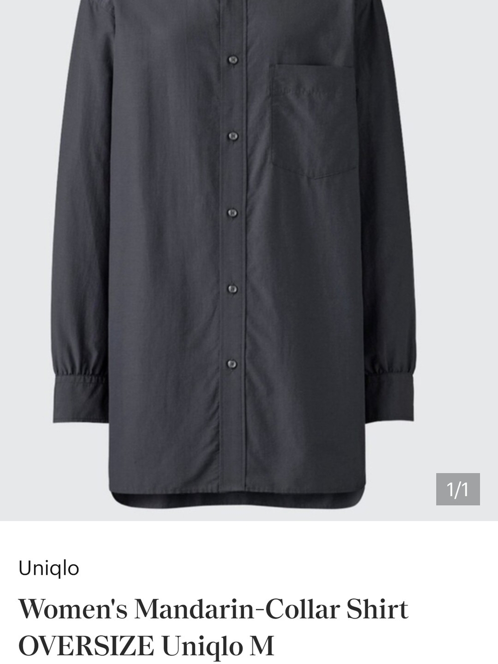 Uniqlo Dark Black Gray Mandarin-Collar Shirt Jacket